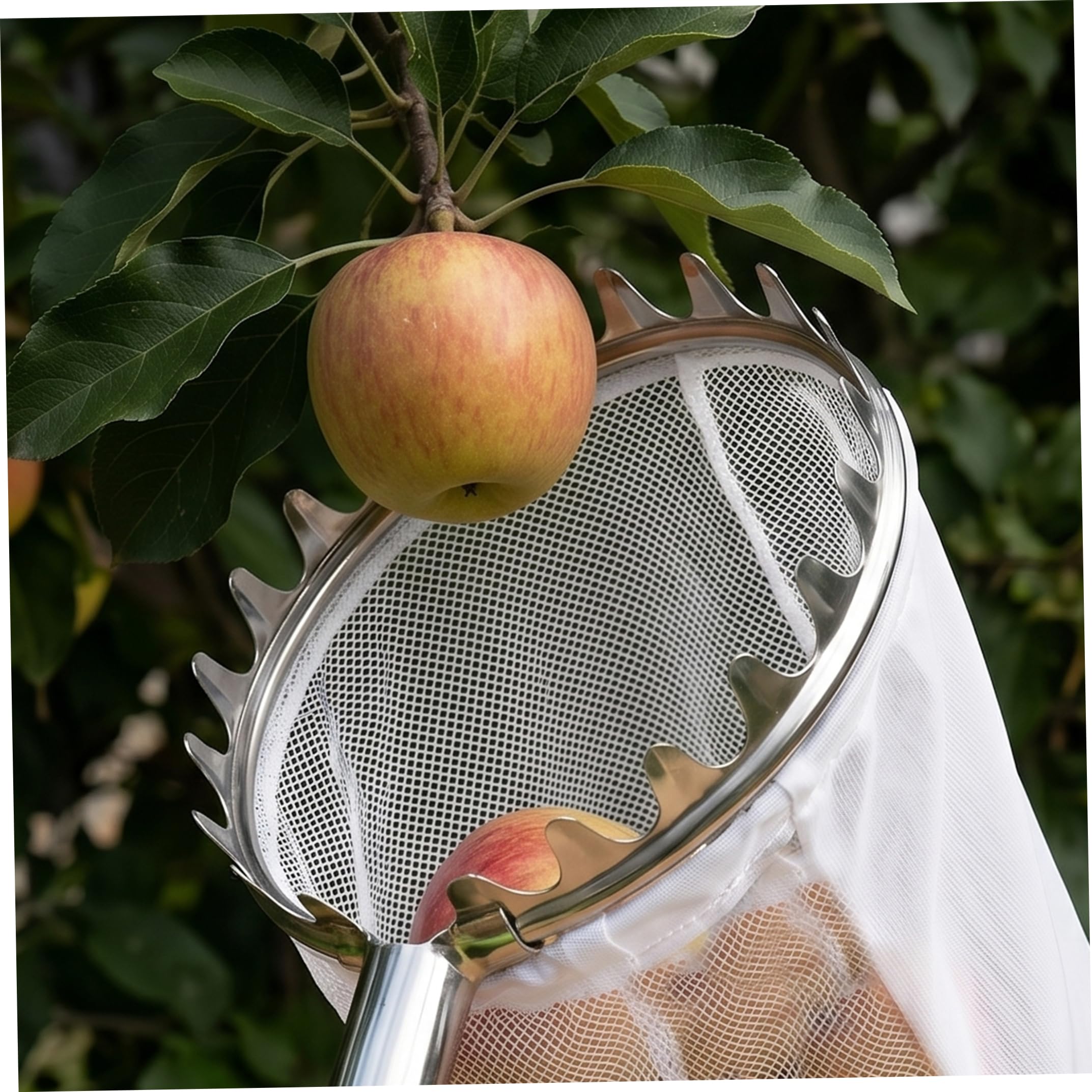Recogedor de Frutas, Poste recolector de Frutas telescópico de 10 Secciones con Cesta: se extiende hasta 4 m/13, 12 pies, portátil para Manzanas, ciruelas, Plateado y Verde