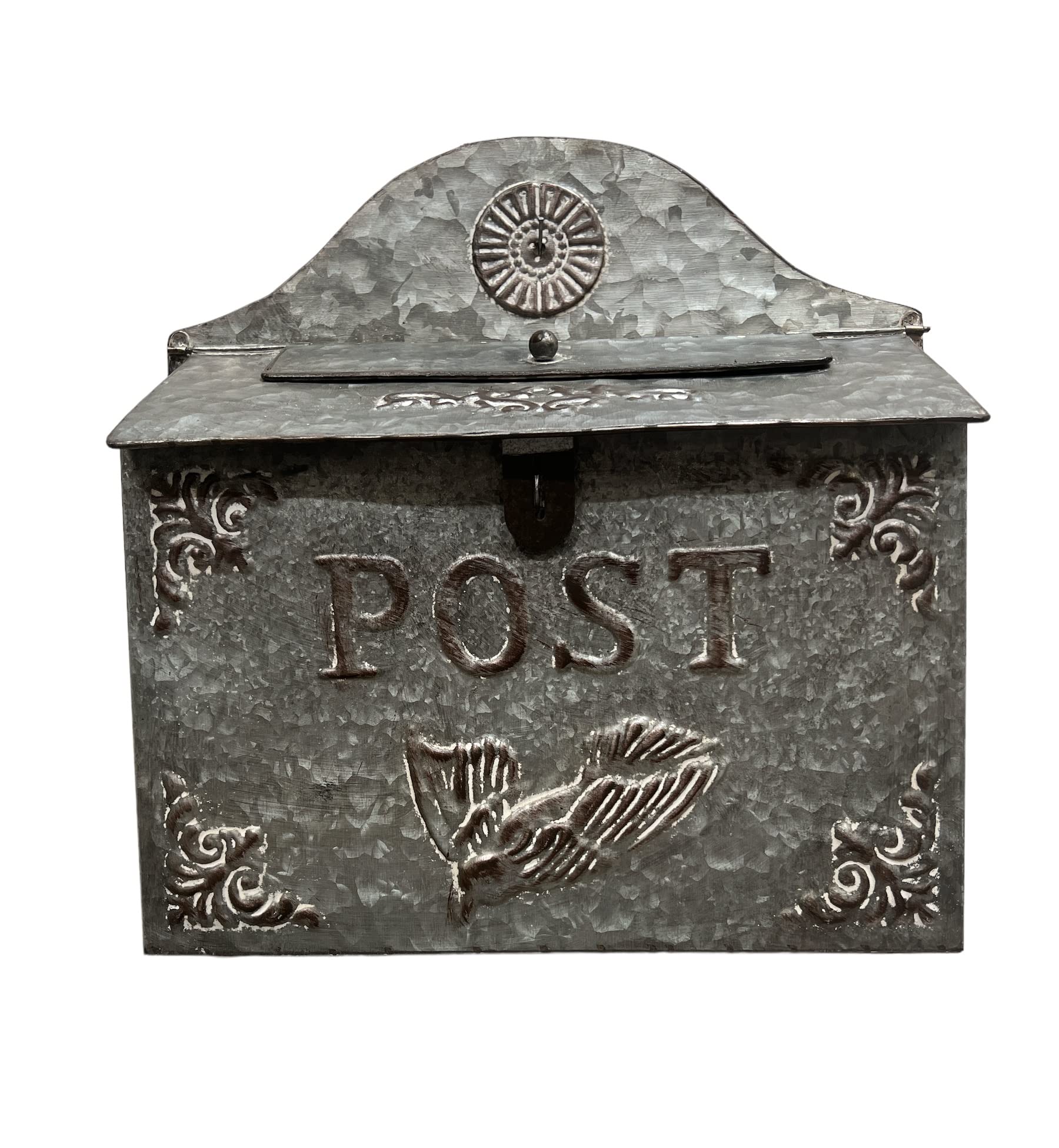 THE NIFTY NOOKI Vintage Style Post Box I Nostalgic Charm Home Decor I Farmhouse Design I 15.9" Height x 11" Wide (Galvanize Horizontal)