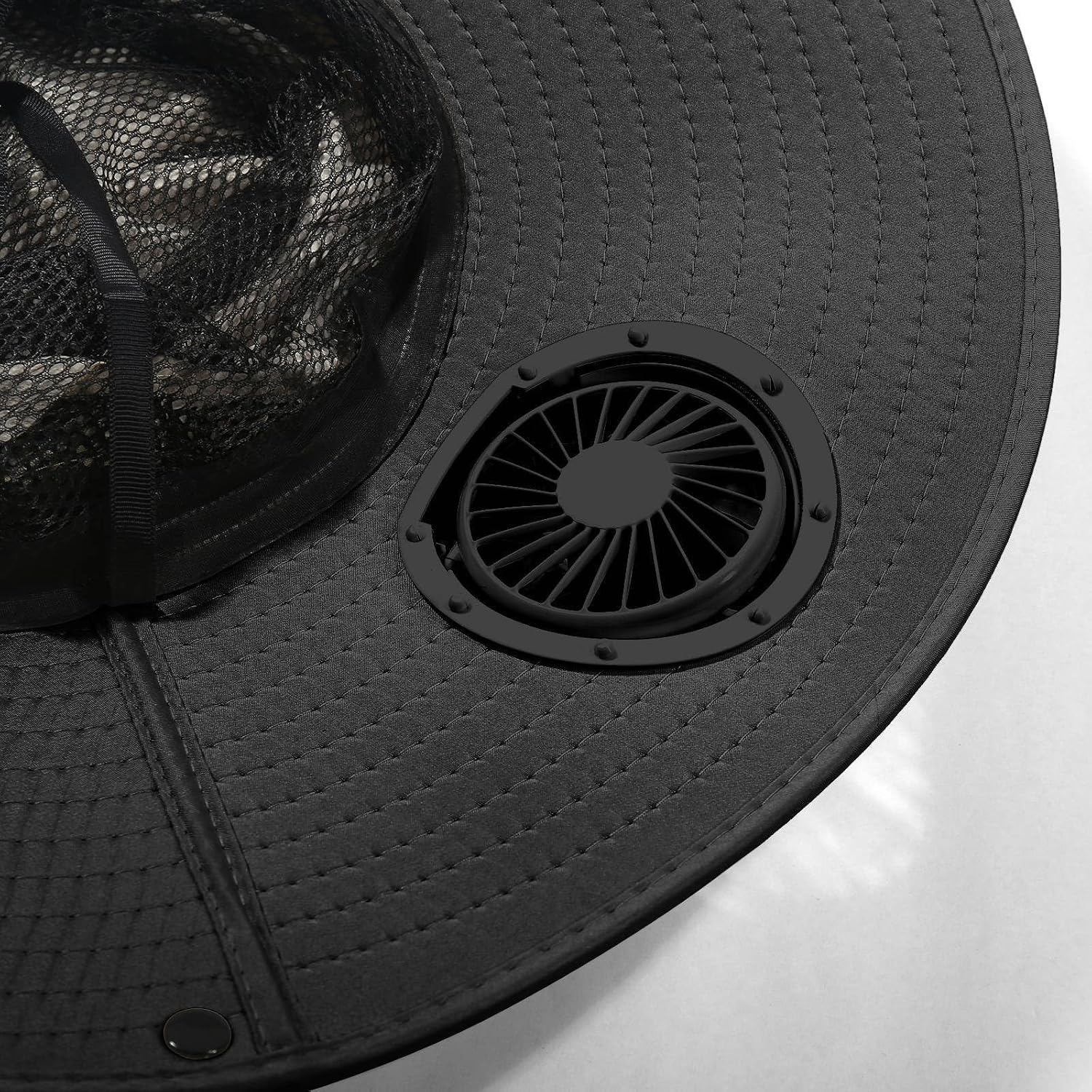 Wide Brim Sun Hat with 4 Solar Fan Sun Bucket Hat for Men Women UPF 50+ Bucket Outdoor Fishing & Beach Hat with Fan Built in