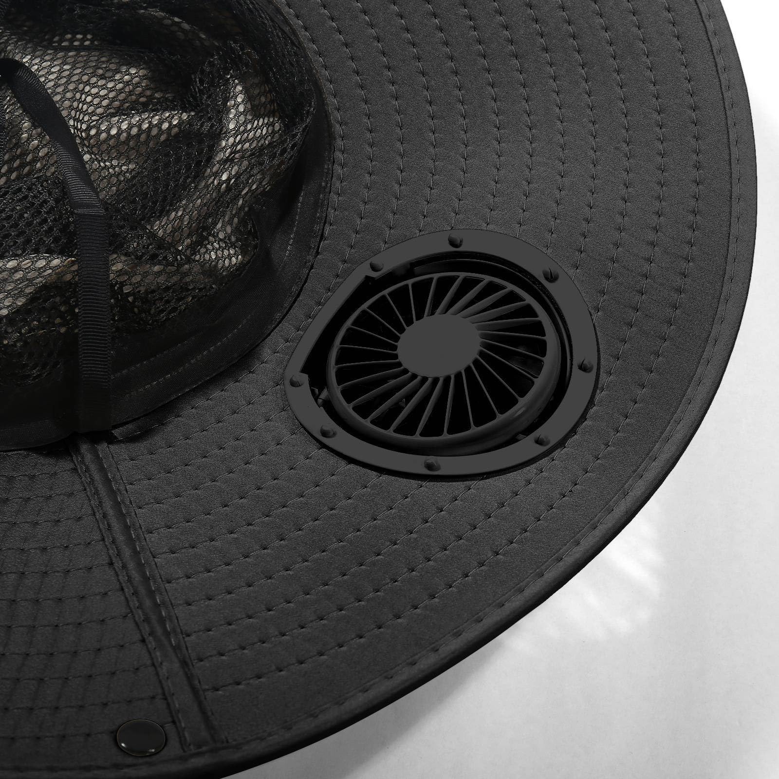 Générique Chapeau De Soleil D'extérieur À Large Bord - avec 4 Ventilateurs Solaires - Homme Femme - Été Chapeau Anti UV Rafraichissant - Rechargeable par USB - Pêche Plage Randonnée Safari