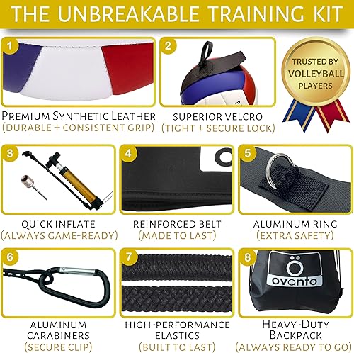 Miniatura 6 de OVANTO Equipo de entrenamiento de voleibol  Equipo de voleibol en solitario en 4 estilos para servir, pinchar, establecer y pasar como un