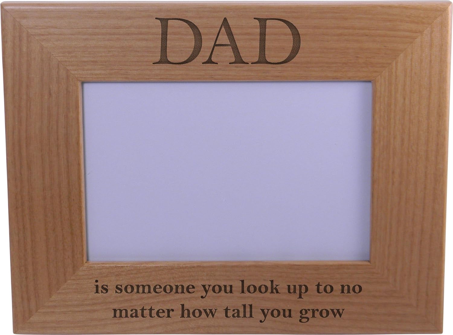 CustomGiftsNow Dad: is Someone You Look up to - 4x6 Inch Wood Hanging/Tabletop Picture Photo Frame (Alder Wood, 4x6-inch)