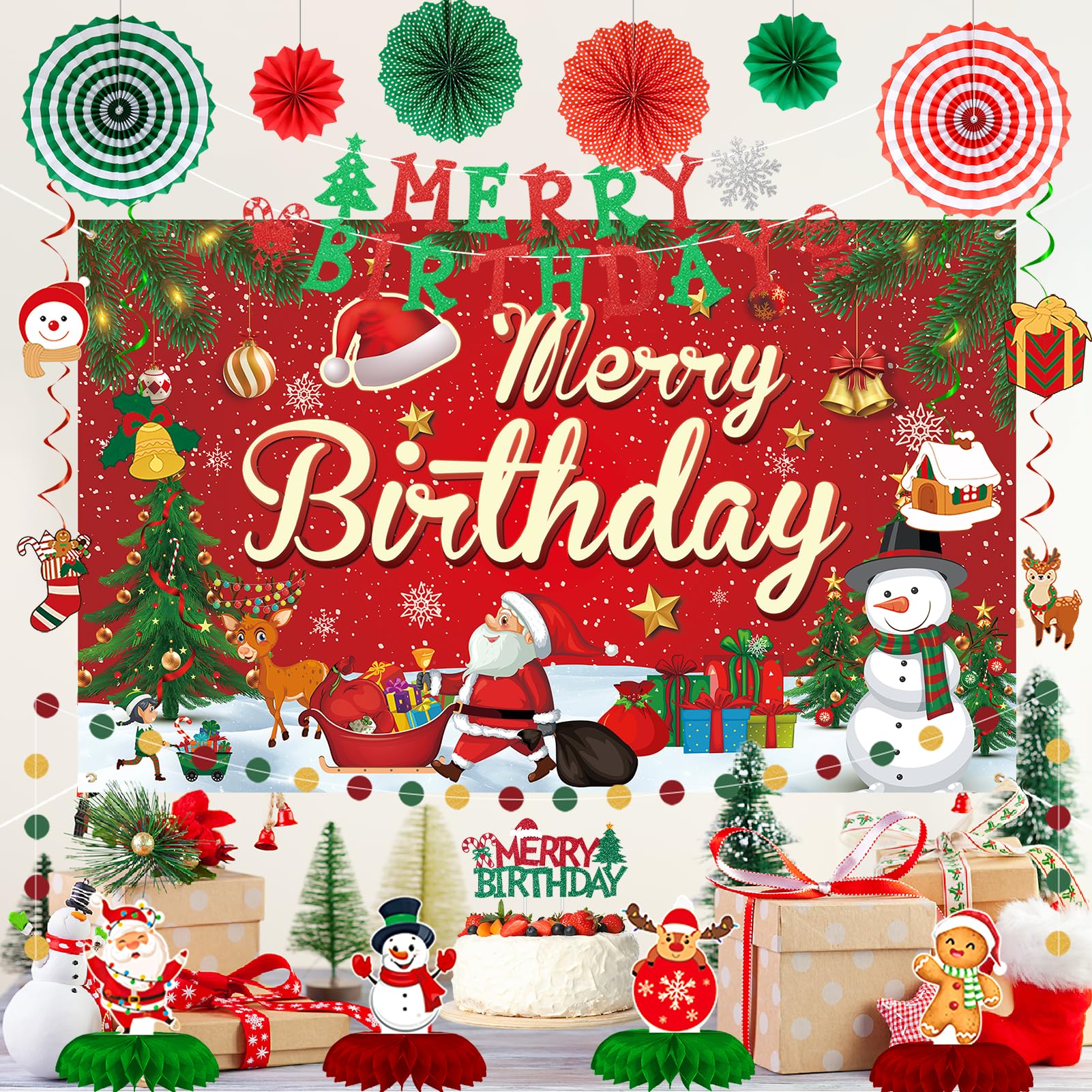 Roetyce Kit de decoración de fiesta de cumpleaños de Navidad