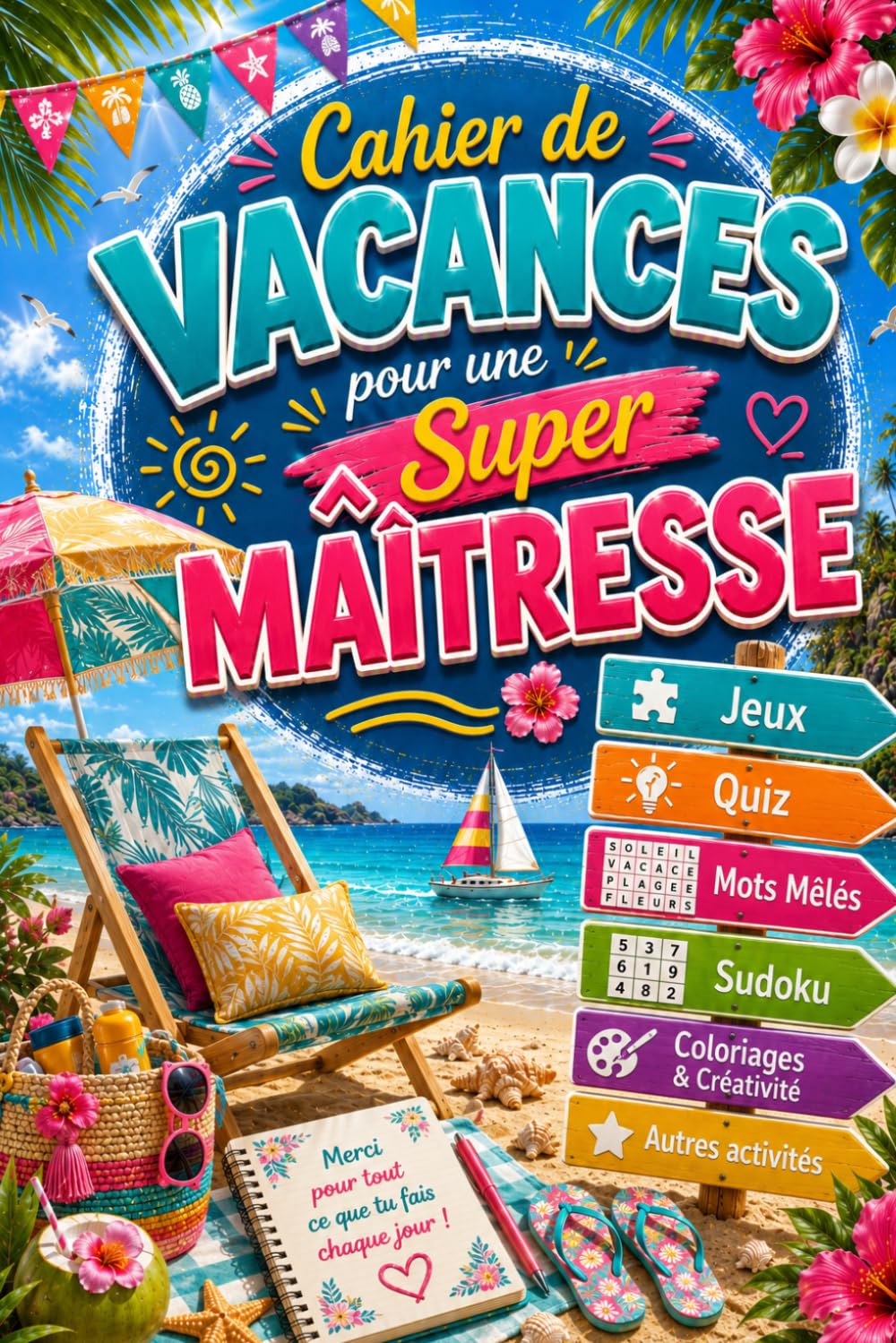 Cahier de Vacances pour une Super Maîtresse: Carnet d’Activités avec Jeux, Quiz, Mots Mêlés, Sudoku, Énigmes et Activités Relaxantes – Le Cadeau Idéal ... une Maîtresse en Fin d’Année Scolaire