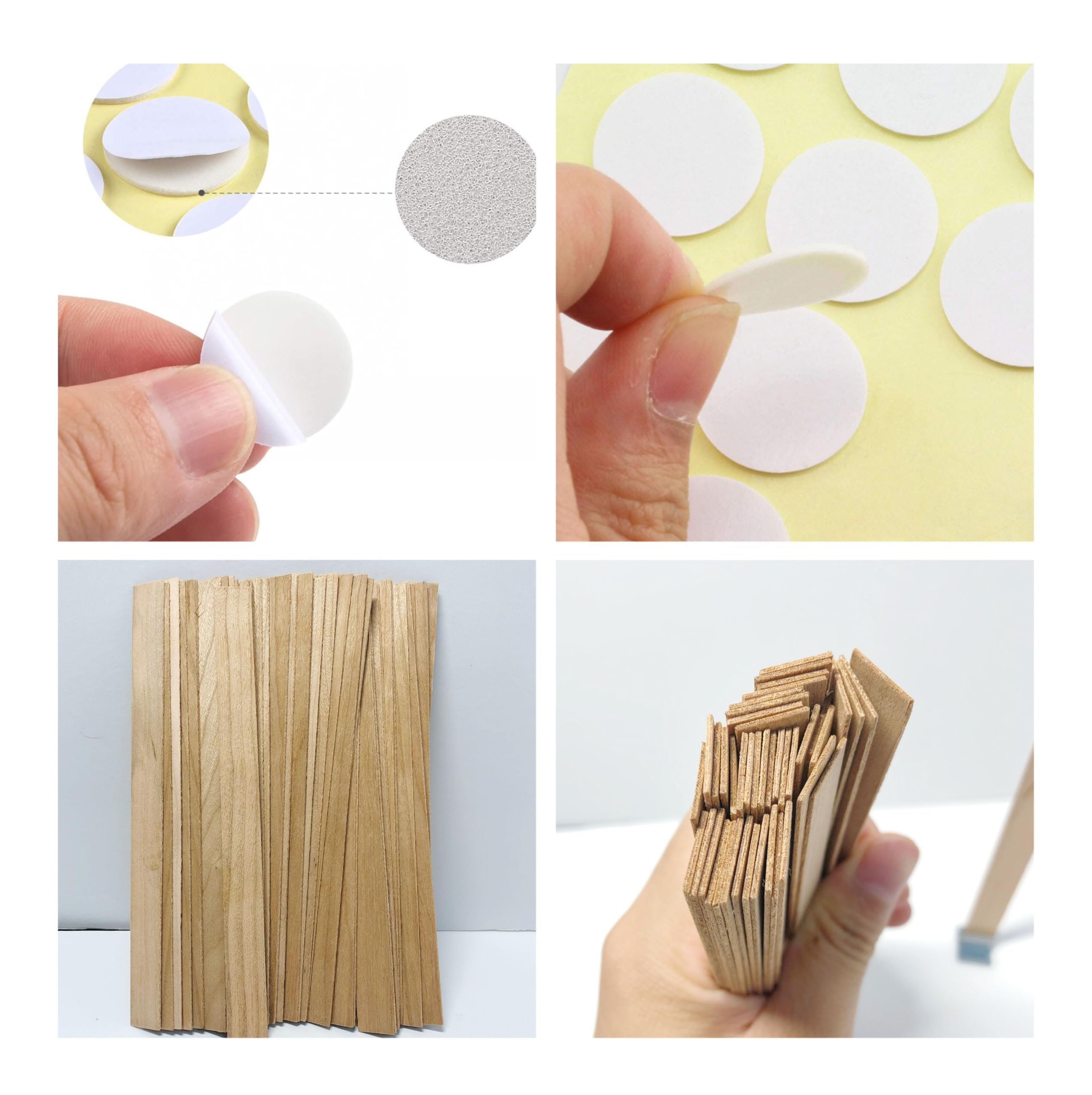 Kit de fabrication de bougies en bois de 120 pièces de 1 mm d'épaisseur, 50 mèches épaisses en bois naturel pour bougies artisanales