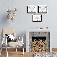Vista 4 de 8.5x11 Diploma Frame Certificate Document Frame Set of 3 with High Definition Glass,Picture Frame for Wall and Tabletop Display in Walnut