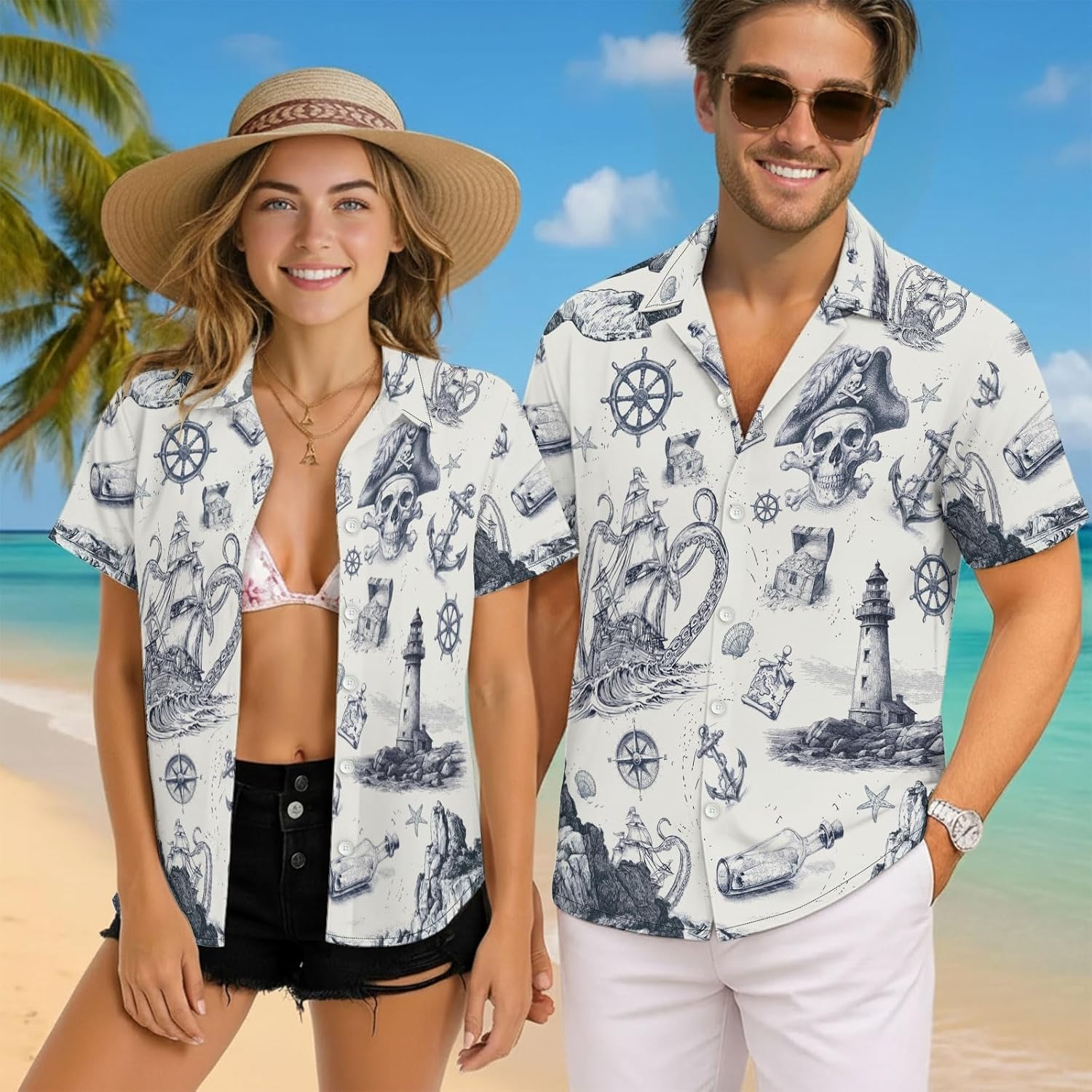 Funny Hawaiian Shirt for Men Print Aloha Short Sleeve Button Down Shirt for Beach Party - Image 6