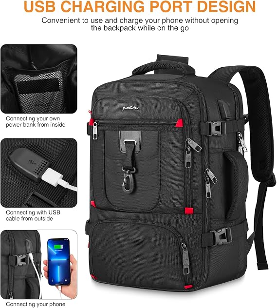 YAMTION Carry On Backpack,Travel Backpack with 3 Packing Cubes for Men Women,Laptop Backpack Airline Approved Weekender Bag Mochila de Viaje