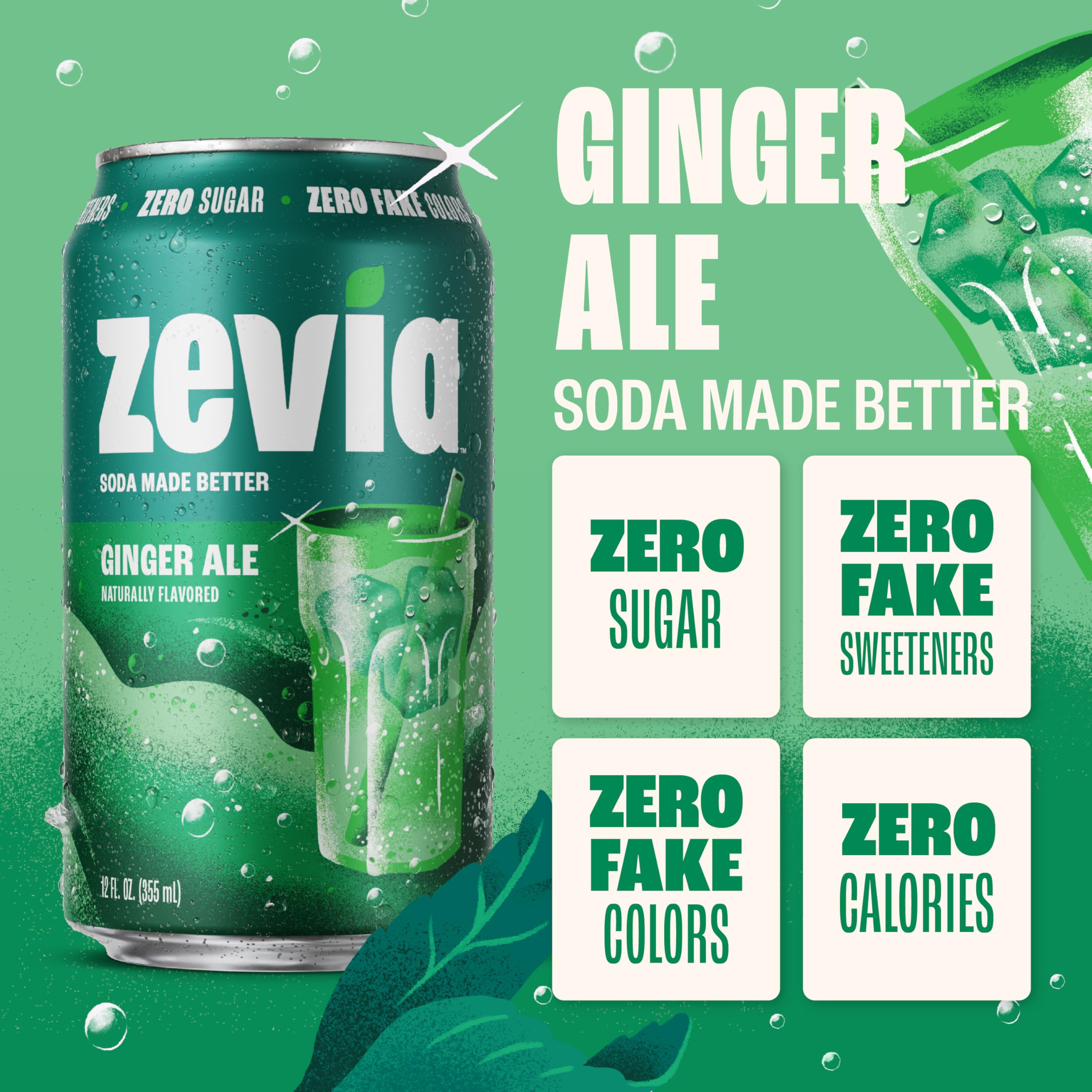 Zevia Zero Calorie Soda Ginger Ale 12 Ounce Cans Pack of 6 product thumbnail 5