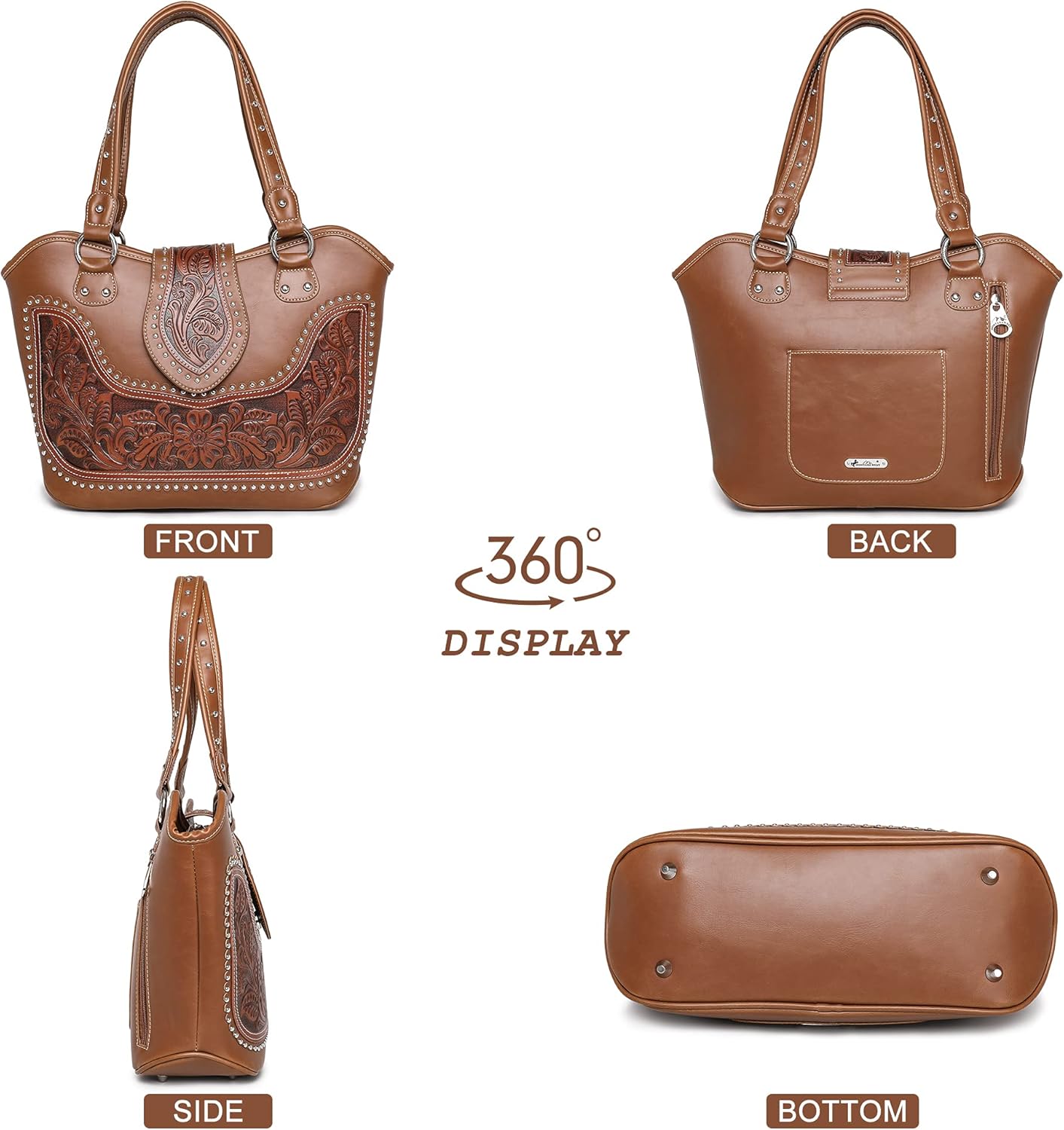 Montana West Western Tote Bag for Women Tooled Shoulder Bag Ladies Purses and Handbags - Image 4