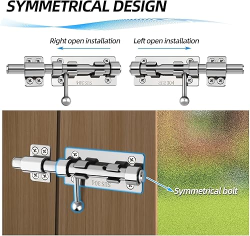 Miniatura 5 de Pestillo de cerrojo de barril, 6.3 pulgadas, resistente cierre deslizante de acero inoxidable 304 sólido para puerta interior, pestillo de puerta de