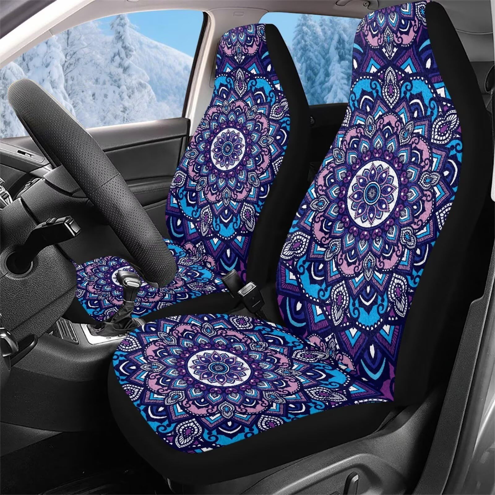 Housse de sieges auto mandala violet 52x138cm pour berline et camion - 2
