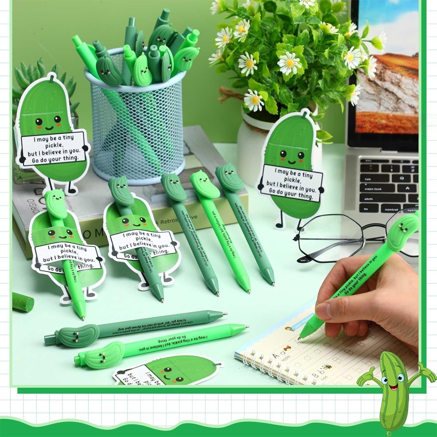 MotiMind 40 Sets Pickle Pen for Coworkers Bulk Employee Appreciation Gifts Bulk Funny Emotional Pickle Pens Support Gifts for Social Worker Coworkers Staff Employee Students