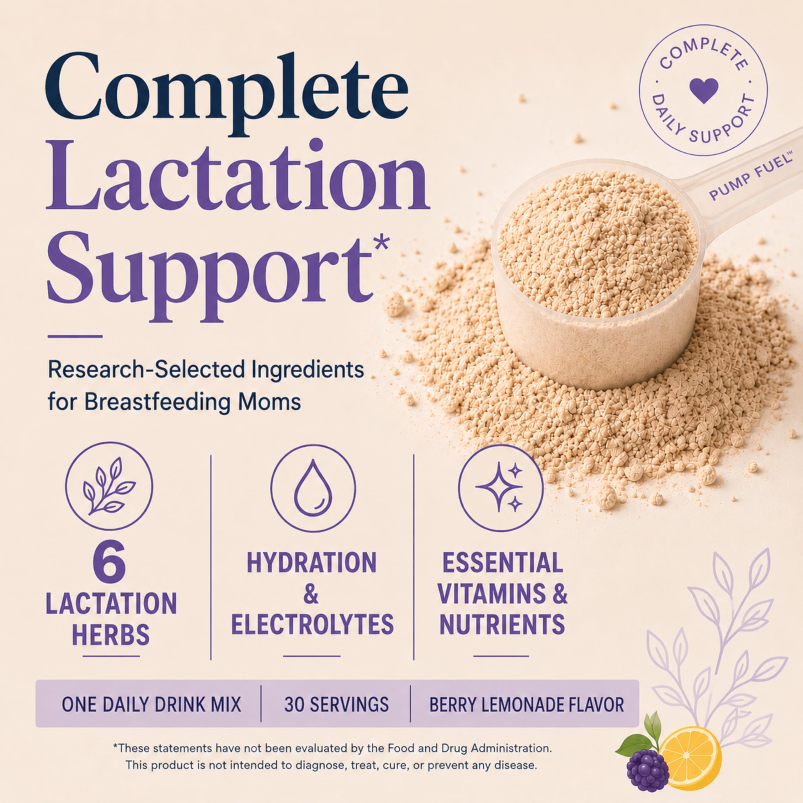 Complete Lactation Drink Mix Smoothie Supplement for Breastfeeding & Milk Supply Support with Moringa, Goat’s Rue, Shatavari, Fenugreek, Blessed Thistle, Vitamins & Electrolytes — Amazon image 2