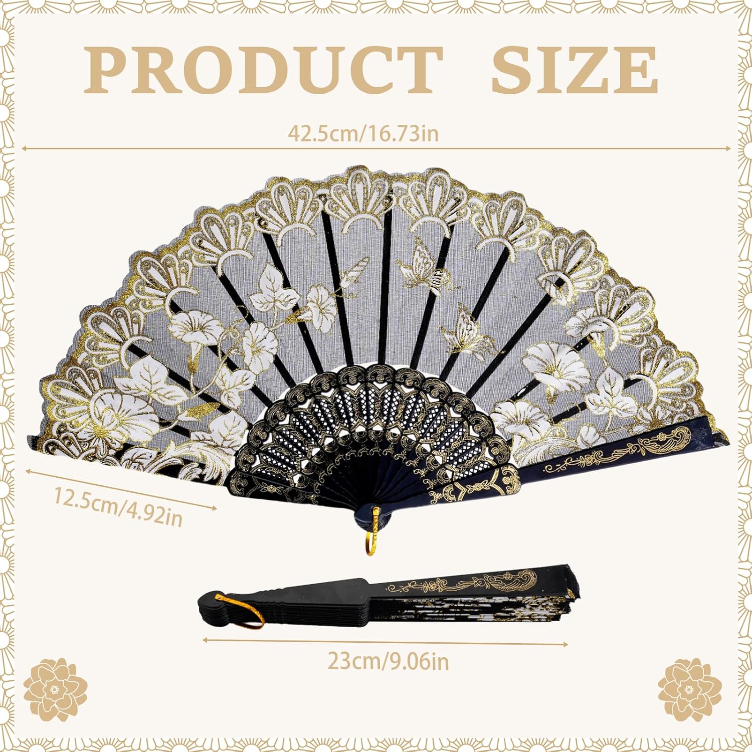 QIRMIZI 30 Pack Folding Fans – Handheld Spanish Style Fans,Bulk Hand Fans for Wedding, Tea Party, Dance, Church,Performance, Home Decorations, Festival, Gift,Black
