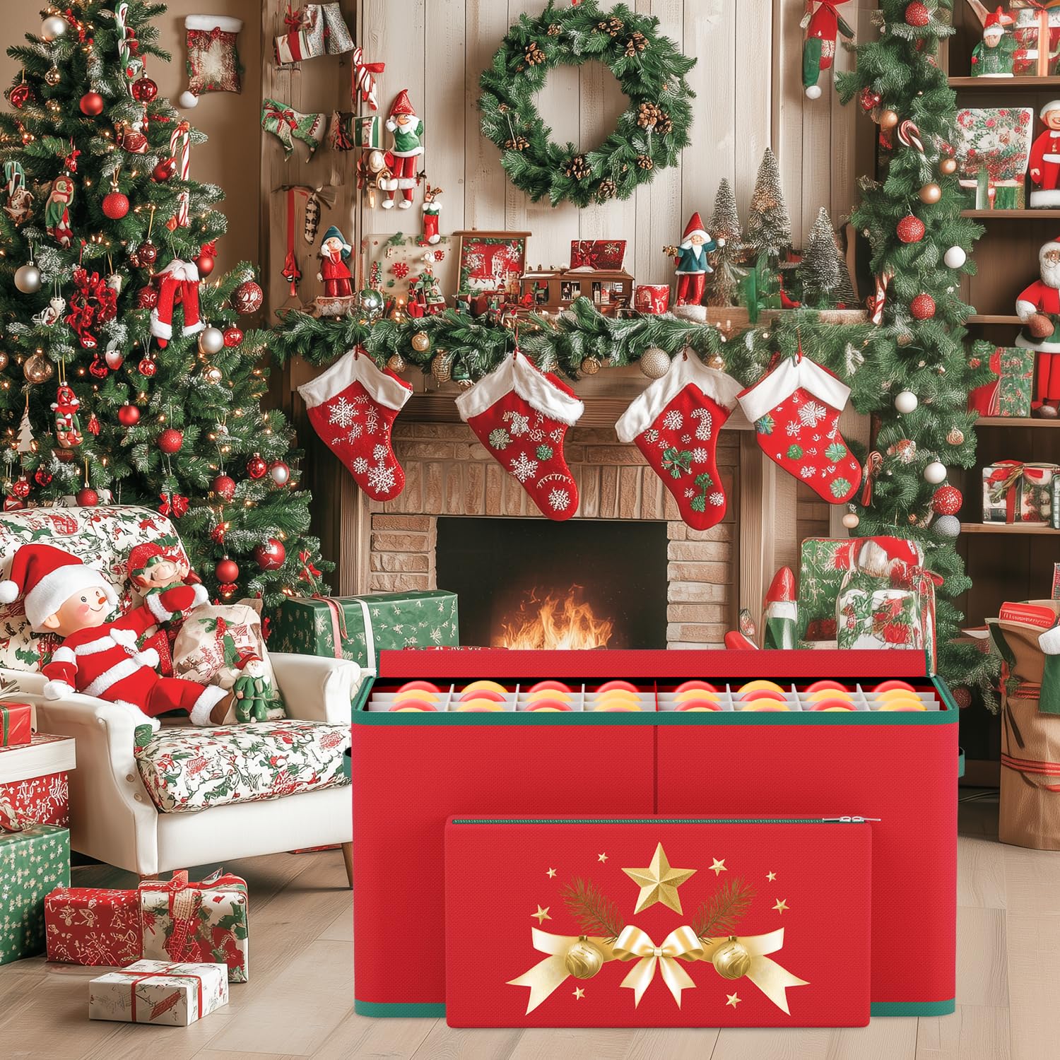 Contenedor Adornos 8 Bandejas Caja Almacenamiento Adornos Navidad - 128  Unidades 8 Bandejas 25.5x12.5x14.1\, image size:1500x1500