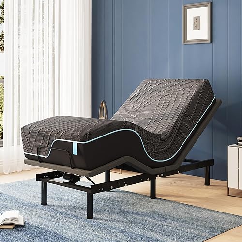 Miniatura 24 de Base de cama ajustable Queen con control remoto inalámbrico + colchón de espuma viscoelástica de gel Queen de 12 pulgadas cama en una caja,