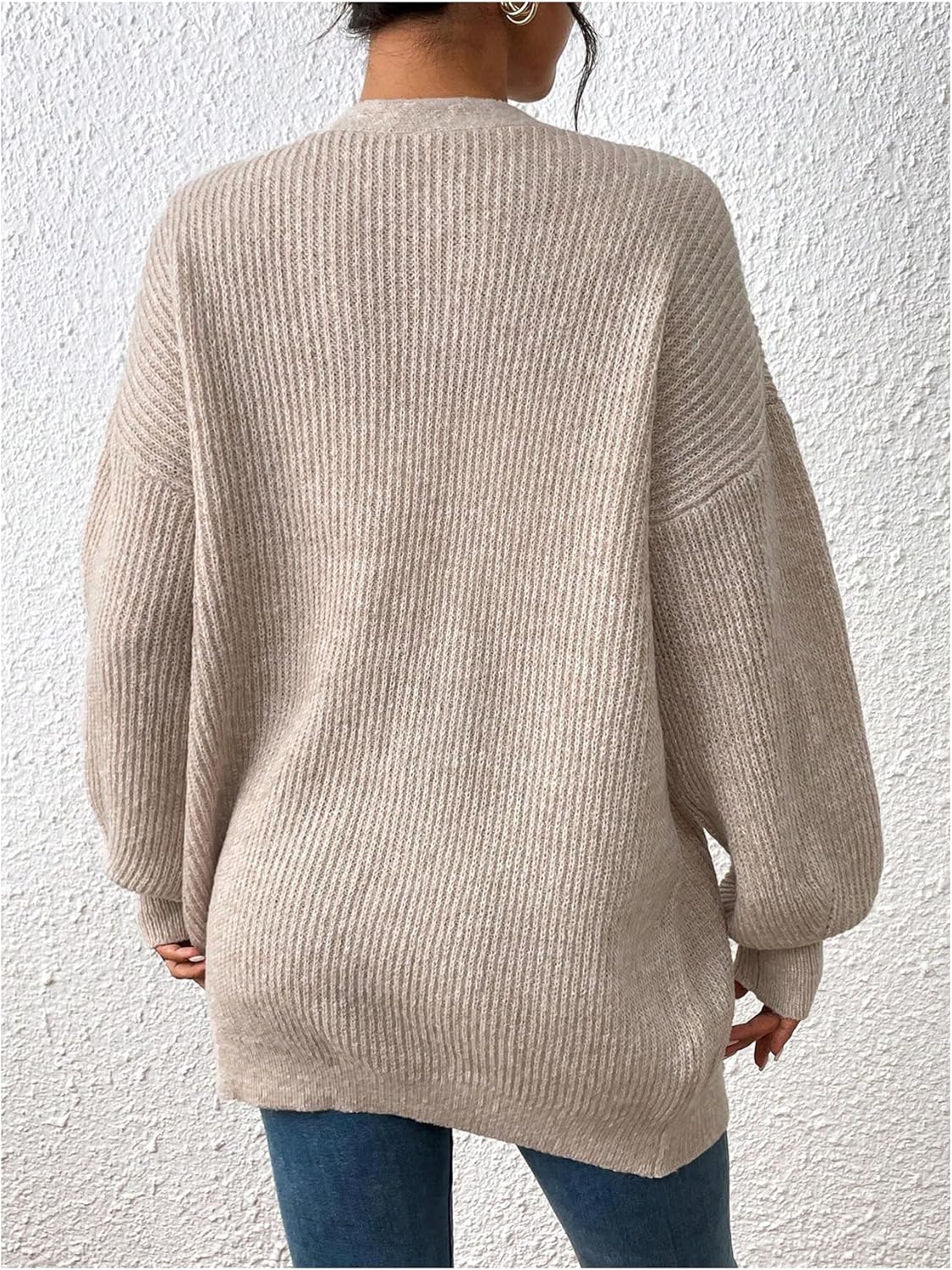 SHENHE Women's Open Front Long Sleeve Knit Cardigan Soft Loose Cozy Cardigan Sweater Outerwear - Image 2