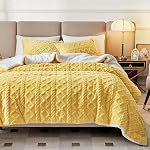 Joyreap 3-Piece Fluffy Faux Fur Sherpa Comforter Set Beige White, Queen Size Luxury Tufted Bedding Comforter Set, Ultra Soft Warm Cold Weather Plush Comforter Bed Set- 88x88 inches