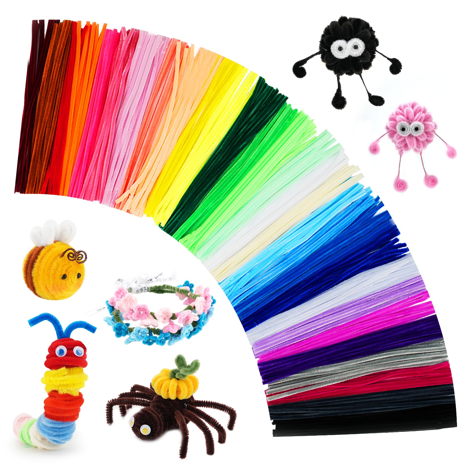 Photo 1 of 1200pcs  Cleaners Craft, Pipe Cleaners Bulk for Arts and Crafts Supplies Multi-Color Chenille Stems DIY Project Room Decor,Christmas Decorations Creative Toys Gift (12inch*6mm,48colors)