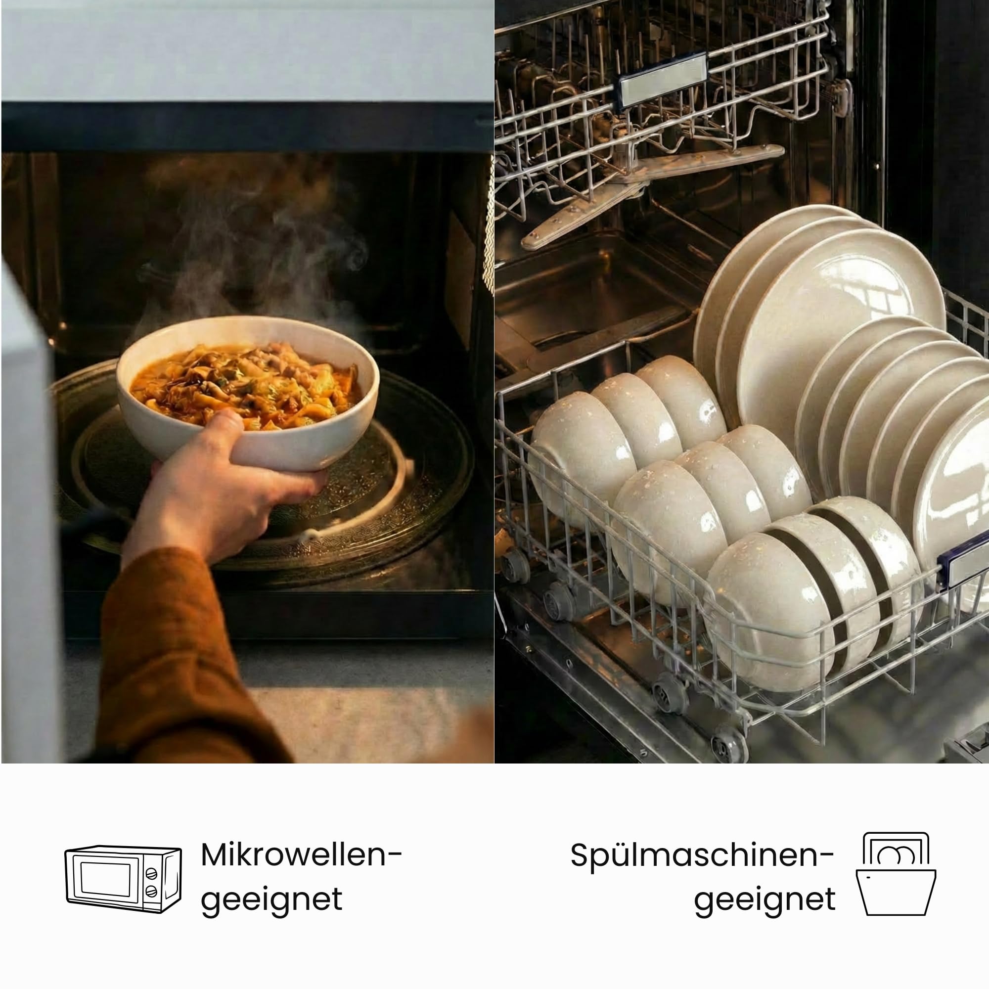 Zoha Roma Geschirrset 6 Personen – modernes 24-teiliges Porzellan Tafelservice in Beige – stilvolles Geschirrset 6 Personen – Kombiservice skandinavischer Stil – spülmaschinen- & mikrowellengeeignet