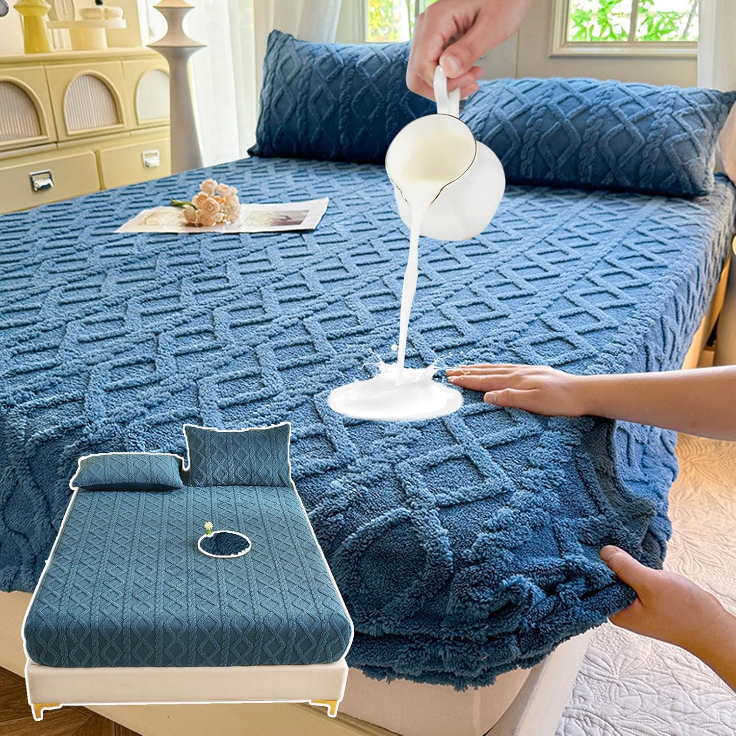 Generic Elastic Bed Sheets, Queen Size, Waterproof Breathable Mattress Protector Covers (Gray)