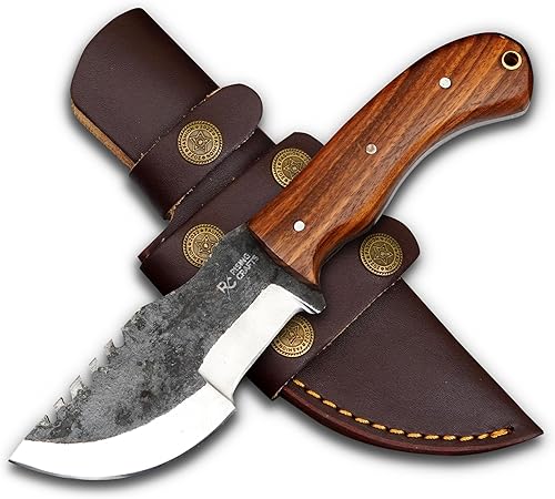 RISING CRAFTS Cuchillo Hunitng Cteel Tracker hecho a mano de 8.5 pulgadas con funda de transporte horizontal, hoja fija, supervivencia, táctica, RISING CRAFTS Cuchillo Hunitng Cteel Tracker hecho a mano de 8.5 pulgadas con funda de transporte horizontal, hoja fija, supervivencia, táctica,