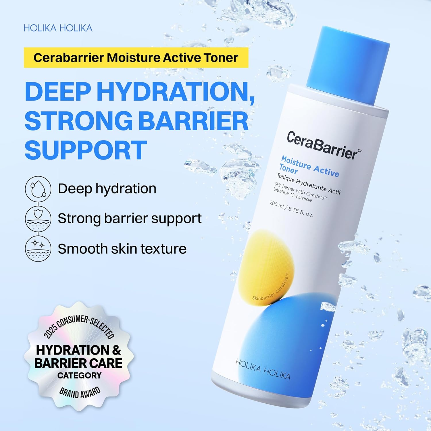 HOLIKA HOLIKA Cerabarrier Moisture Active Toner - Face Hydrating Barrier Repair - 5 Ceramide Complex, Phytosterols, Lactobionic Acid - Hypoallergenic Korean Skincare for Dry Sensitive Skin, 6.76oz - Image 2