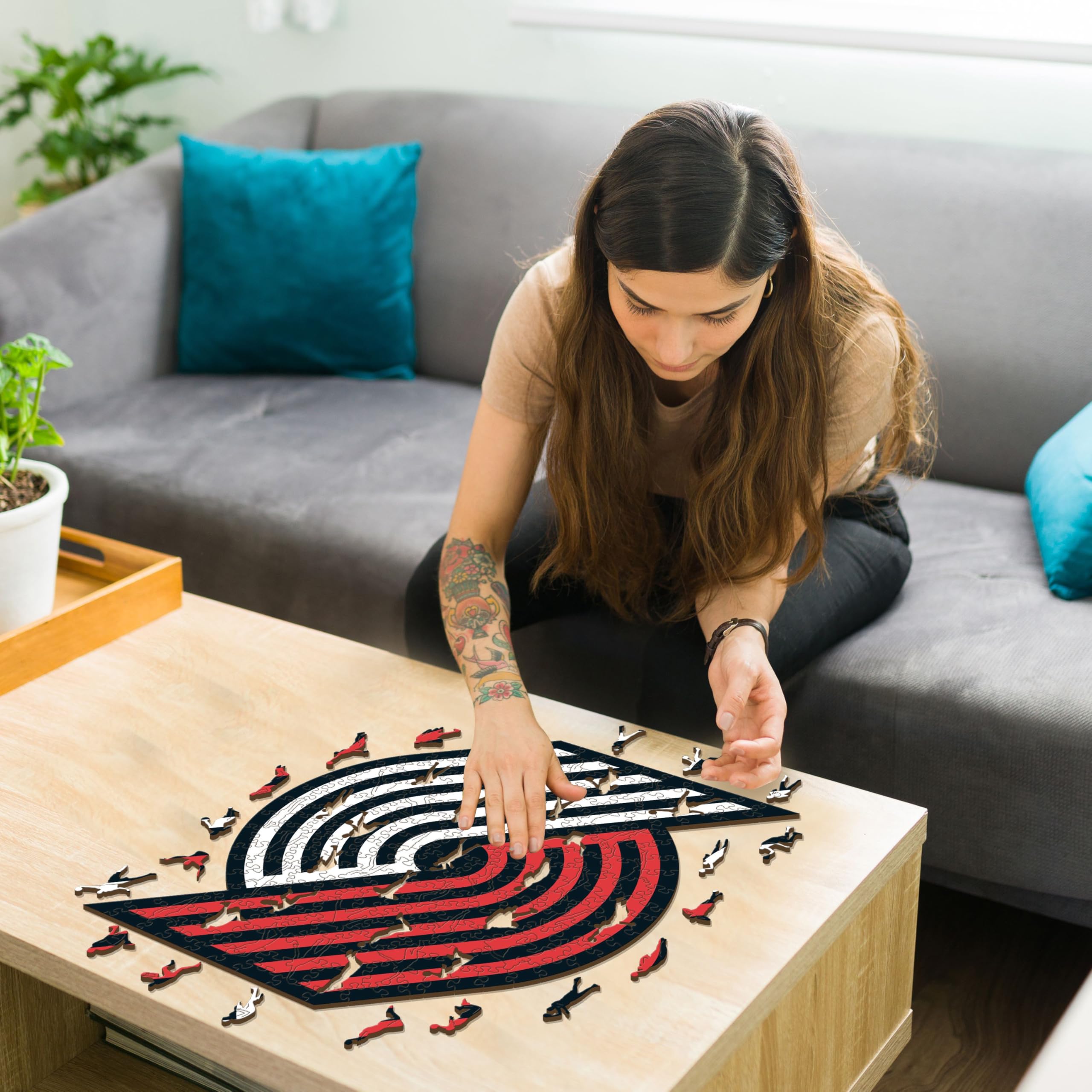 Iconic Puzzles NBA Drewniane Puzzle Wielokolorowe, M, 270 sztuk, PortlandTrailBlazers-M