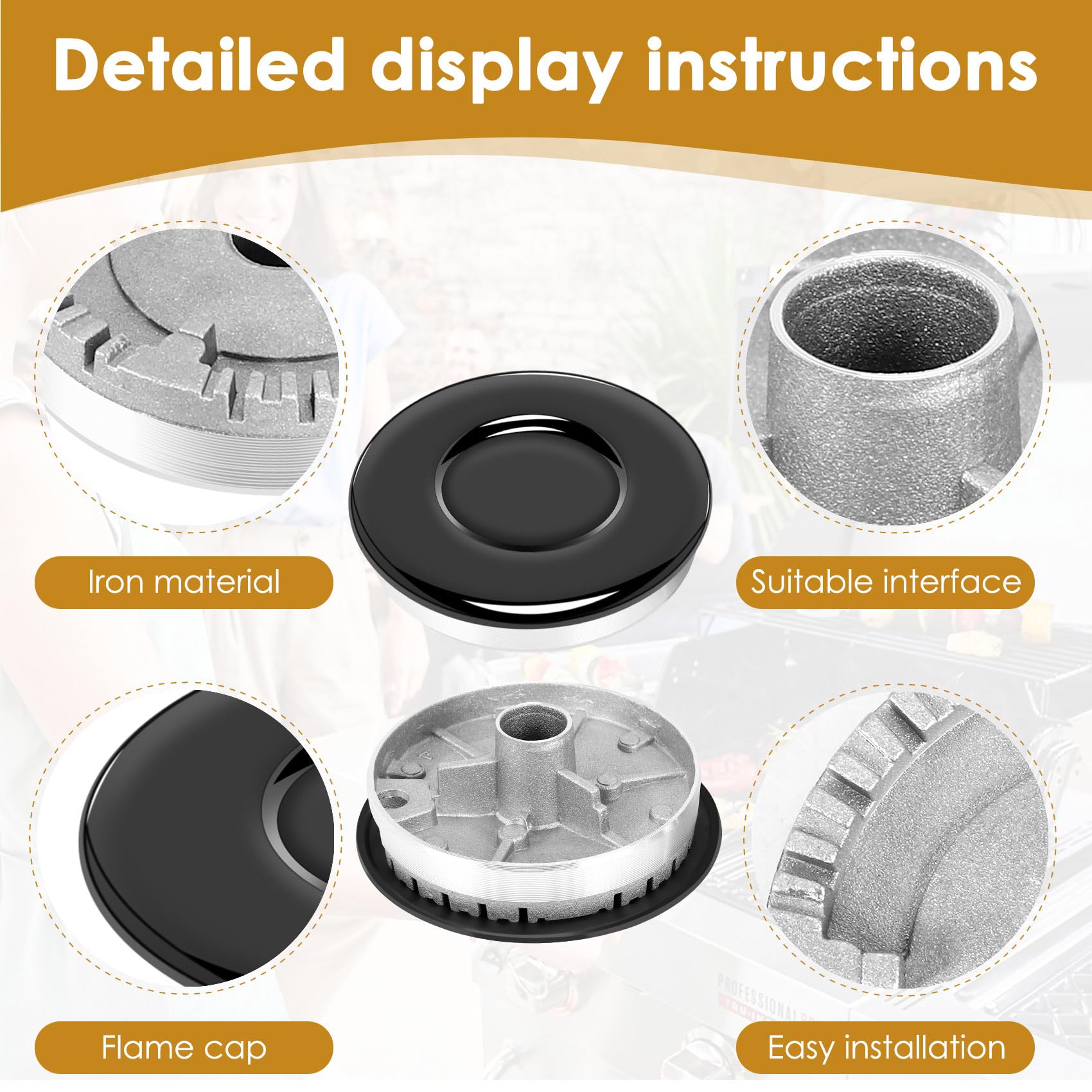 Set Cappelli Per Bruciatori Stufa A Gas - Universalmente Compatibili, Migliorano La Distribuzione Della Fiamma - Foto 9
