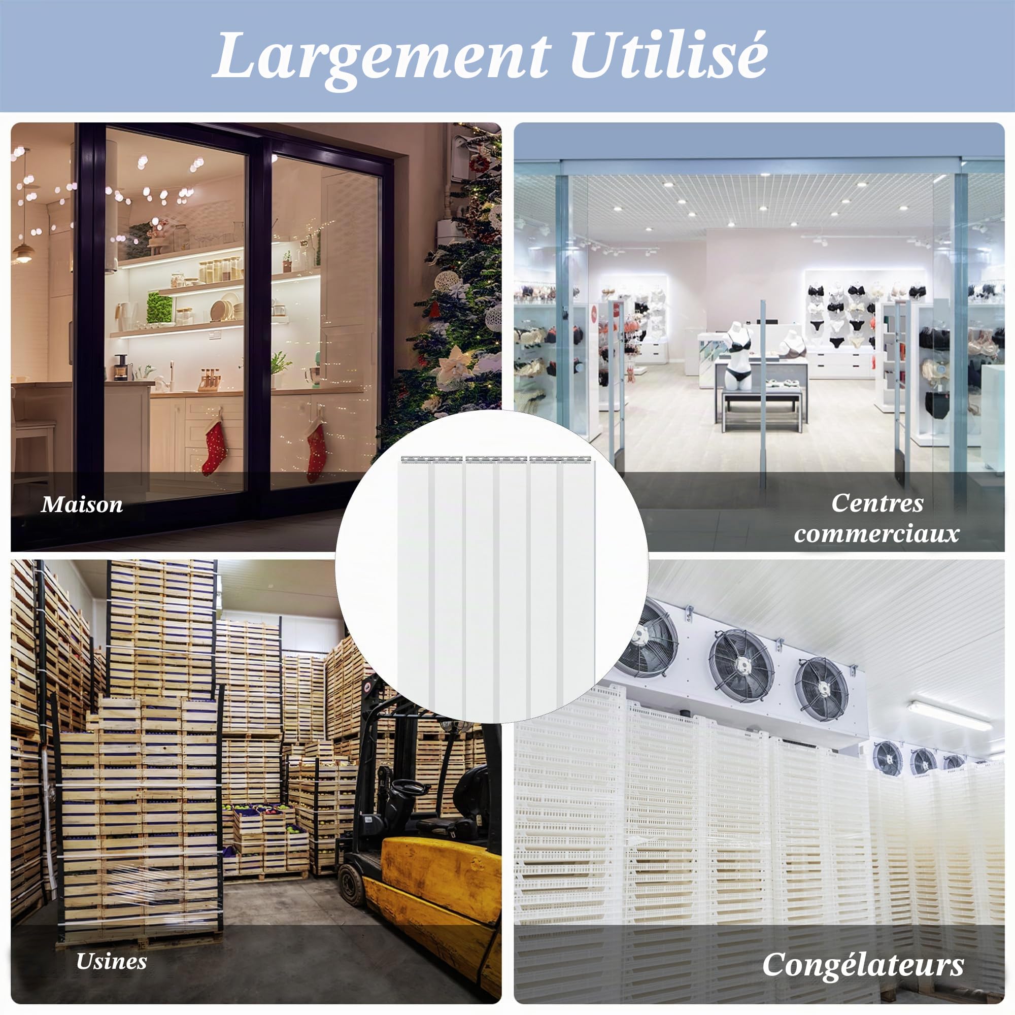 bimiti Lot de lamelles en PVC - 105 x 200 cm - Transparent - Coupe-vent - Imperméable - Pour chambre, magasin, supermarché, réfrigérateur