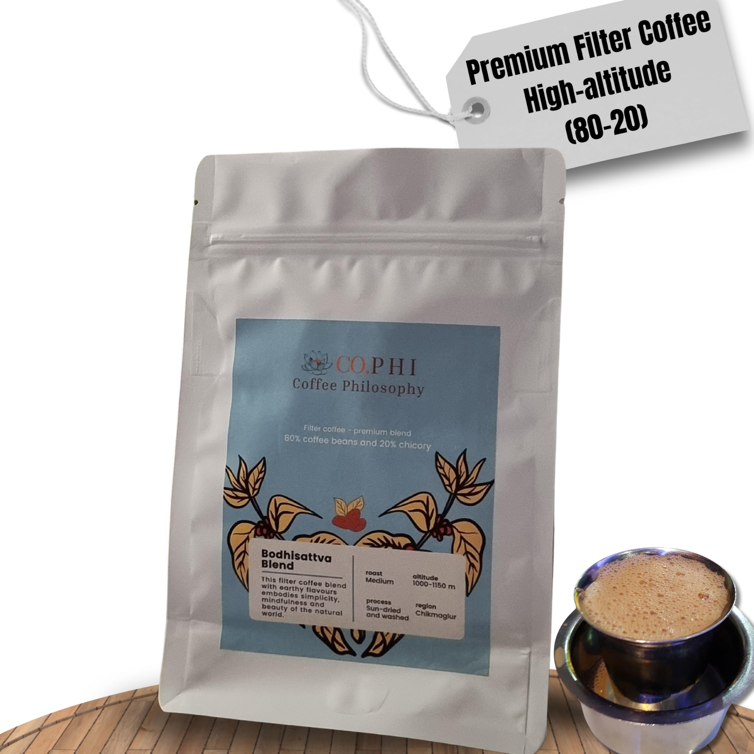 CO.PHI Coffee Philosophy Bodhisattva Blend, Filter coffee, Medium Dark Roast, 80% Coffee Beans, 20% Chicory, Chikmaglur region, 250g (B0DHHDJPBP) Amazon Price History, Amazon Price Tracker