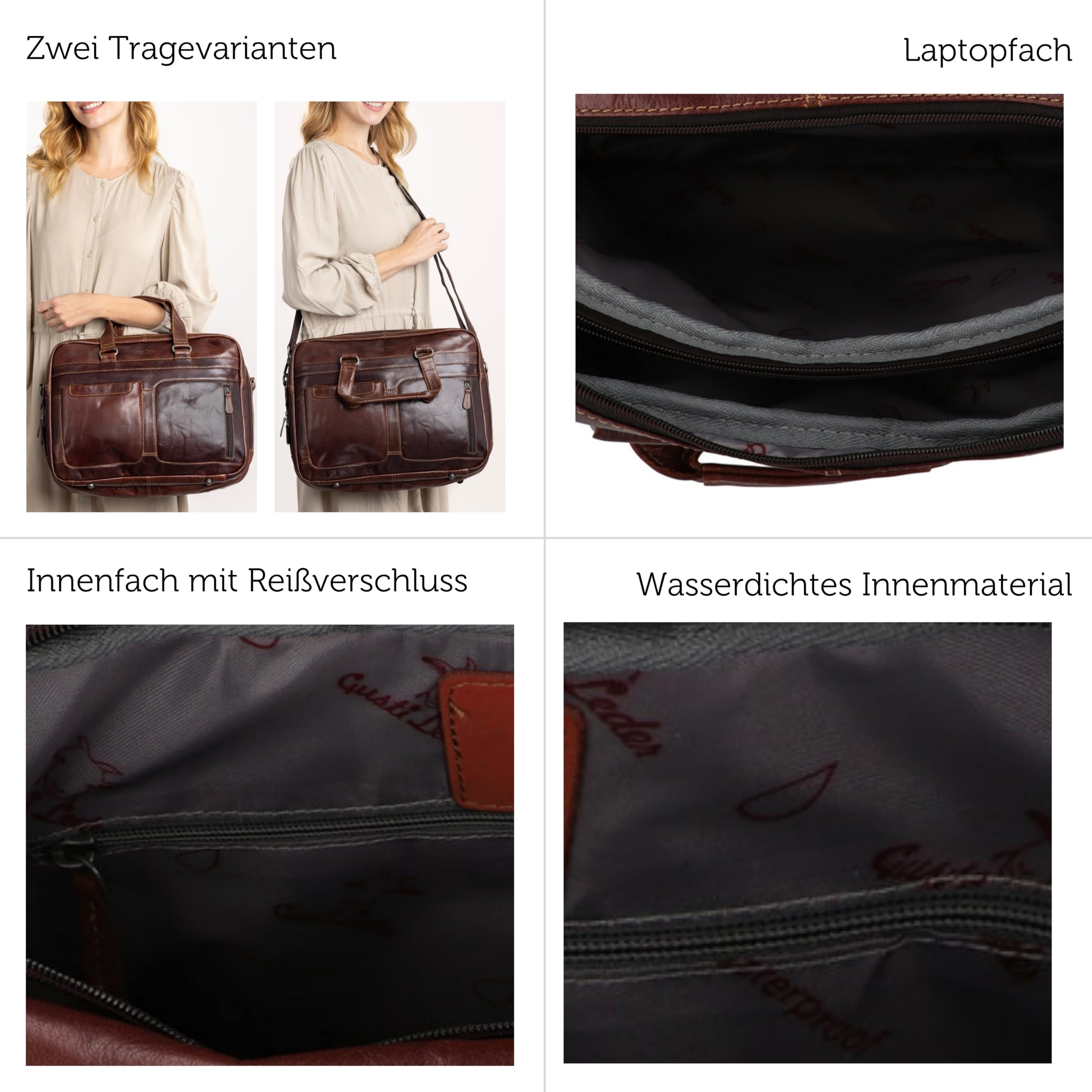 Gusti Laptoptasche Leder - Ripley Businesstasche Herren Arbeitstasche Office Bag Aktentasche Leder