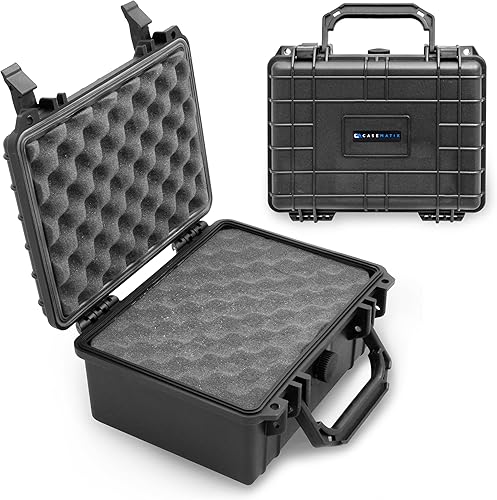 CASEMATIX Funda rígida impermeable de 9 pulgadas con espuma personalizable para electrónica portátil, herramientas y accesorios, funda de plástico