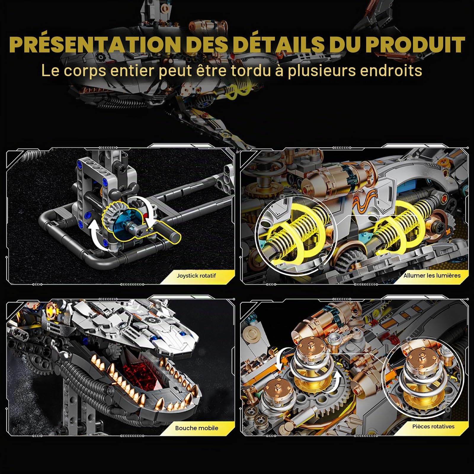 HJPLPXH Ensemble de construction mécanique baleine, jouet de construction d'animaux marins | Animal de l'océan mobile avec présentoir, décoration d'intérieur, cadeau pour adultes et adolescents (1388 pièces)