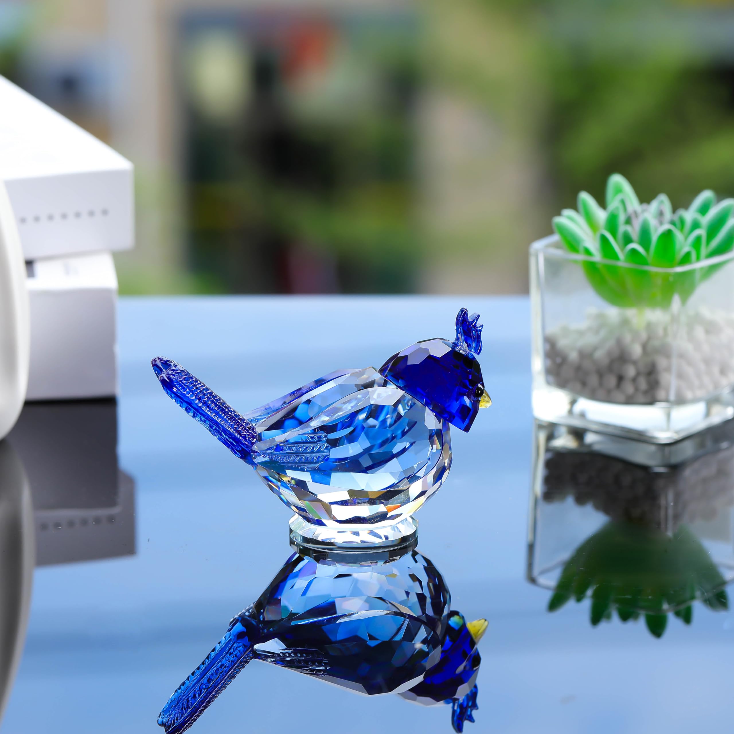 Amazon.co.jp: Qianwei ブルークリスタル 鳥の置物 コレクター商品