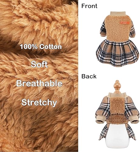 Miniatura 9 de Kosiyi Suéter pequeño para perro - Ropa para perro - Vestidos para perros pequeños - Ropa para cachorros, vestido rosa de princesa a cuadros - Ropa