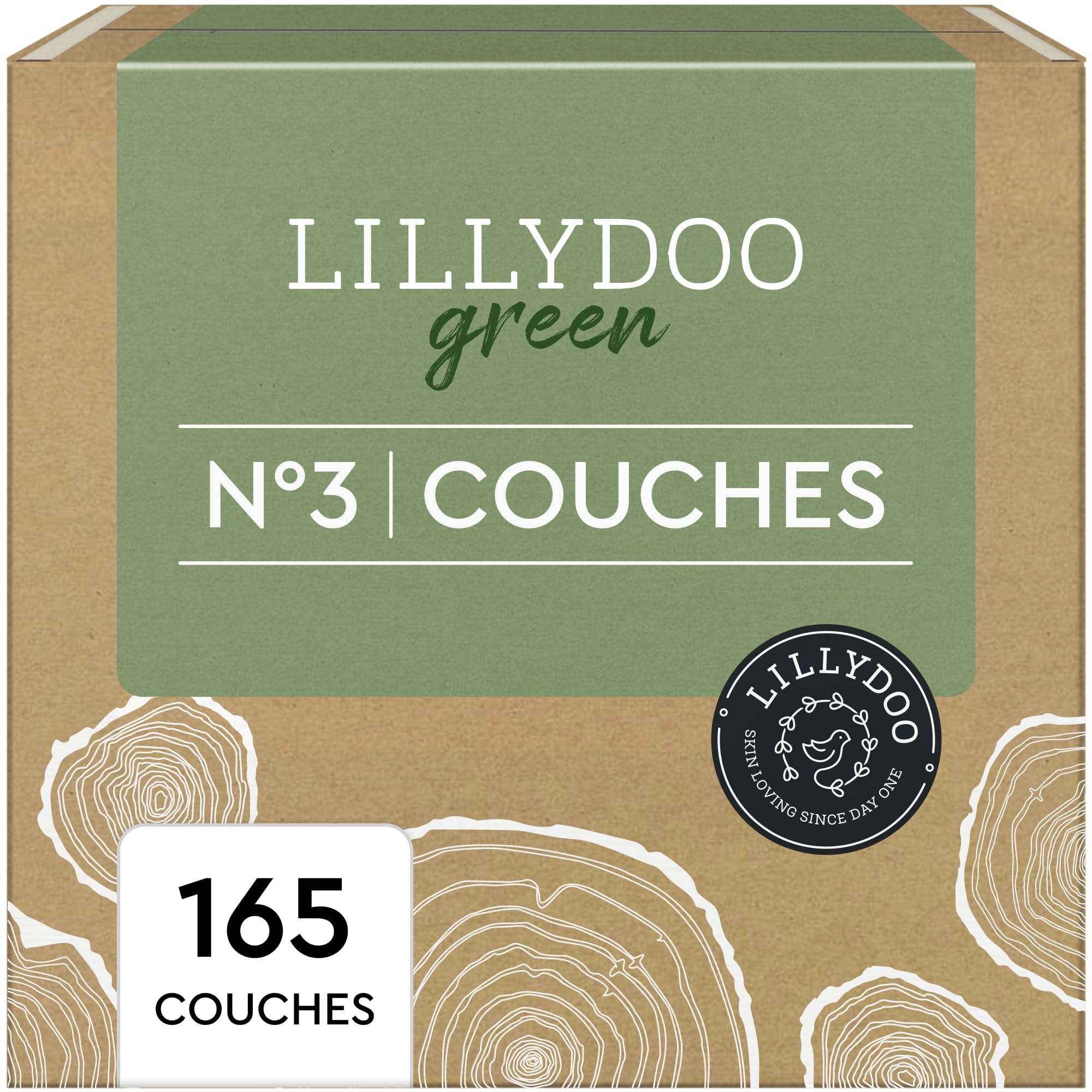 LILLYDOO green - Couches Bébé Respectueuses de l'Environnement, Taille 3 (6-10 kg), Box mensuelle (165 pièces)