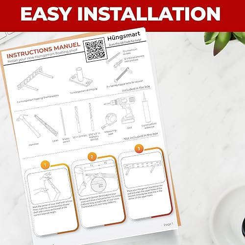 Miniatura 85 de Soporte de estante flotante resistente de 4 x 22 pulgadas - Soporte de estantes de pared largos, accesorios de estante flotante ocultos, soportes