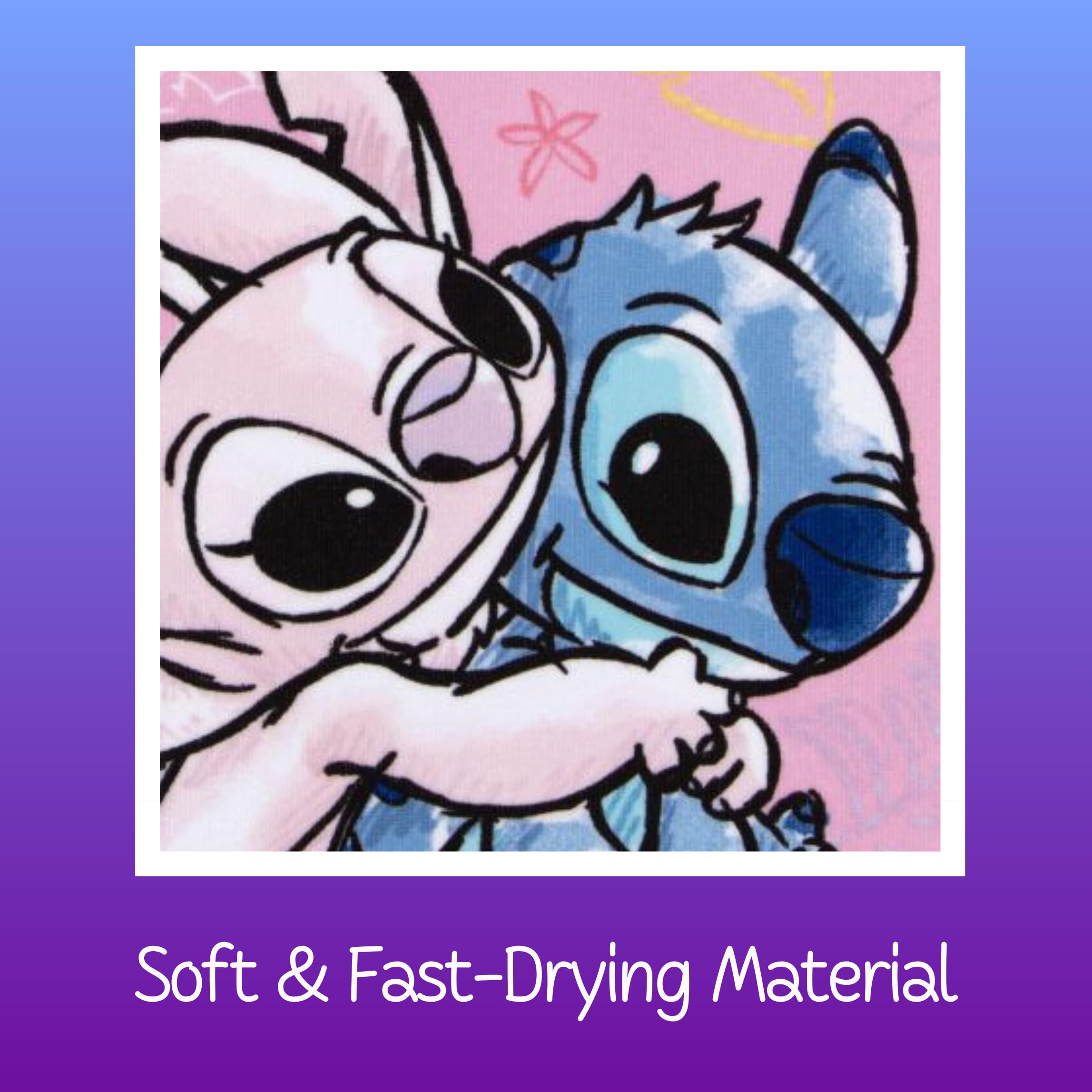 Disney Stitch y Angel Toalla con Capucha para Niñas, Toalla de Playa, Toalla de Baño, Stitch Poncho Toalla Natación Infantil