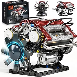 HGYYGACN V8 Engine Building Blocks Sets, V8 Engine Model Kit, Runnable Model Engine Building Sets, Mini Engine Kits with Crankshaft & Rotating Fan, Christmas Gift for Adults & Kids