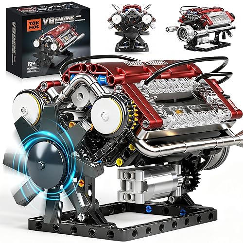 V8 Engine Building Blocks Sets, V8 Engine Model Kit, Runnable