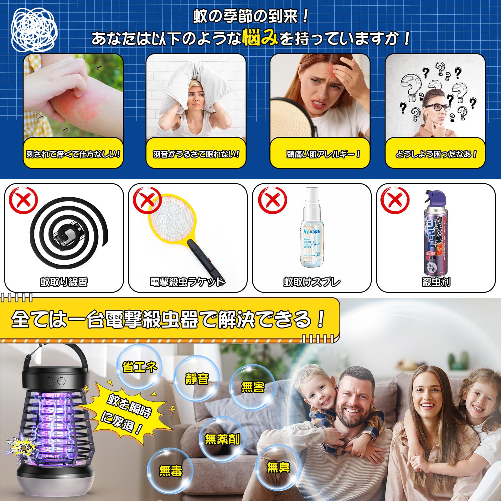 Amazon | 電撃殺虫器【2026年新版·金賞傑作】Onefun 電撃殺虫器 コバエ 