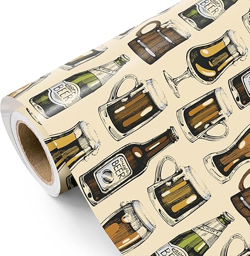 Vista 239 de WRAPAHOLIC Papel de regalo reversible, mini rollo, 17 pulgadas x 33 pies, adorable diseño de gato y azul sólido para cumpleaños, vacaciones