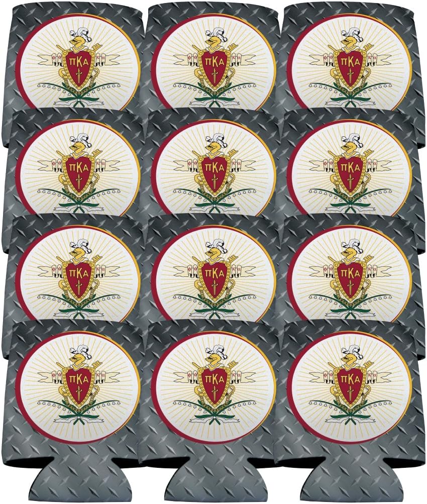 VictoryStore Can and Beverage Coolers - Pi Kappa Alpha, Steel Plate Design, Set of 12