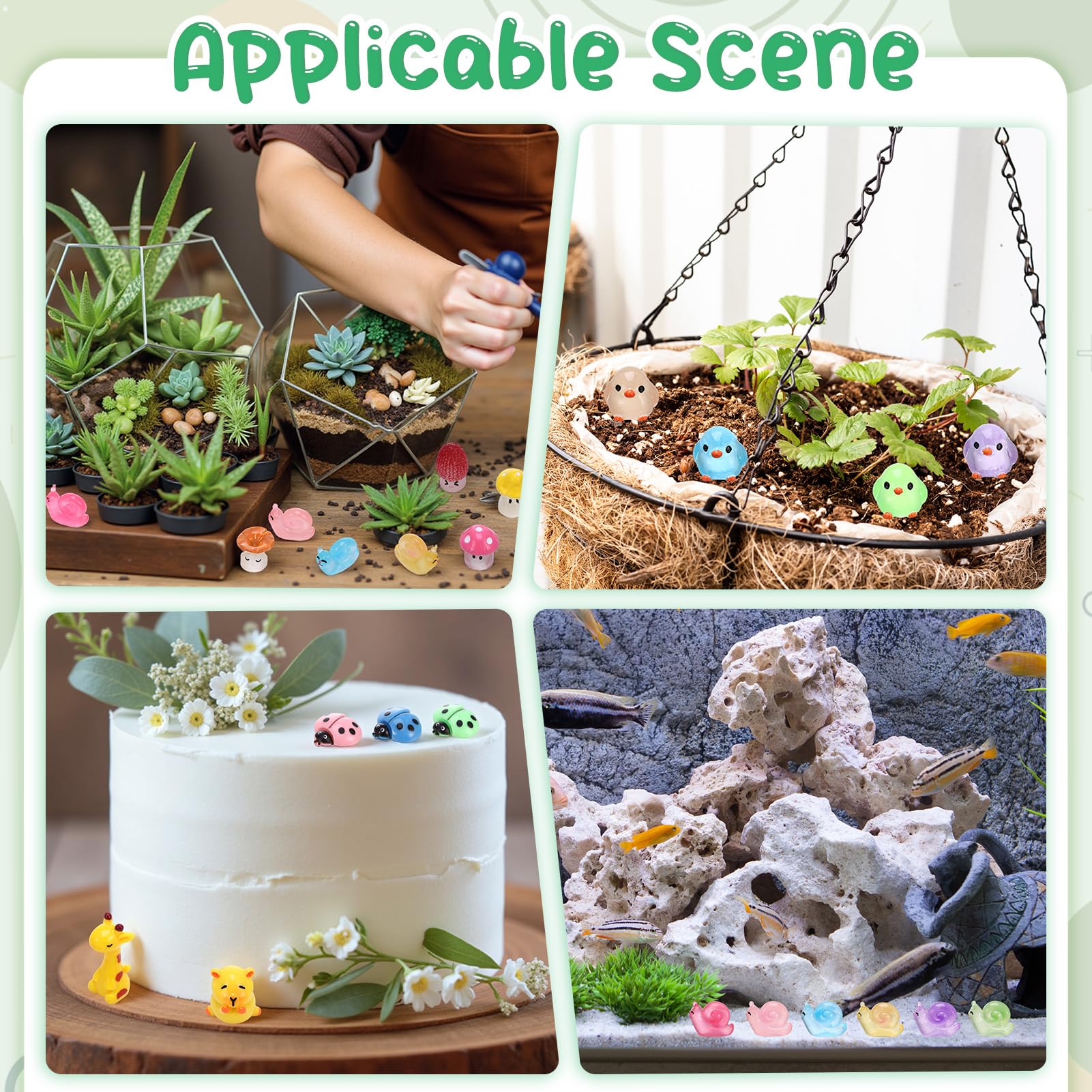 GSrenyu Pack of 124 Mini Resin Animals,Luminous Tiny Resin Ducks,Frogs Mixed Cute Animals Miniature Figures Glow in the Dark Toy Small Figurines for Landscape Garden Dollhouse Decoration Craft - Image 4