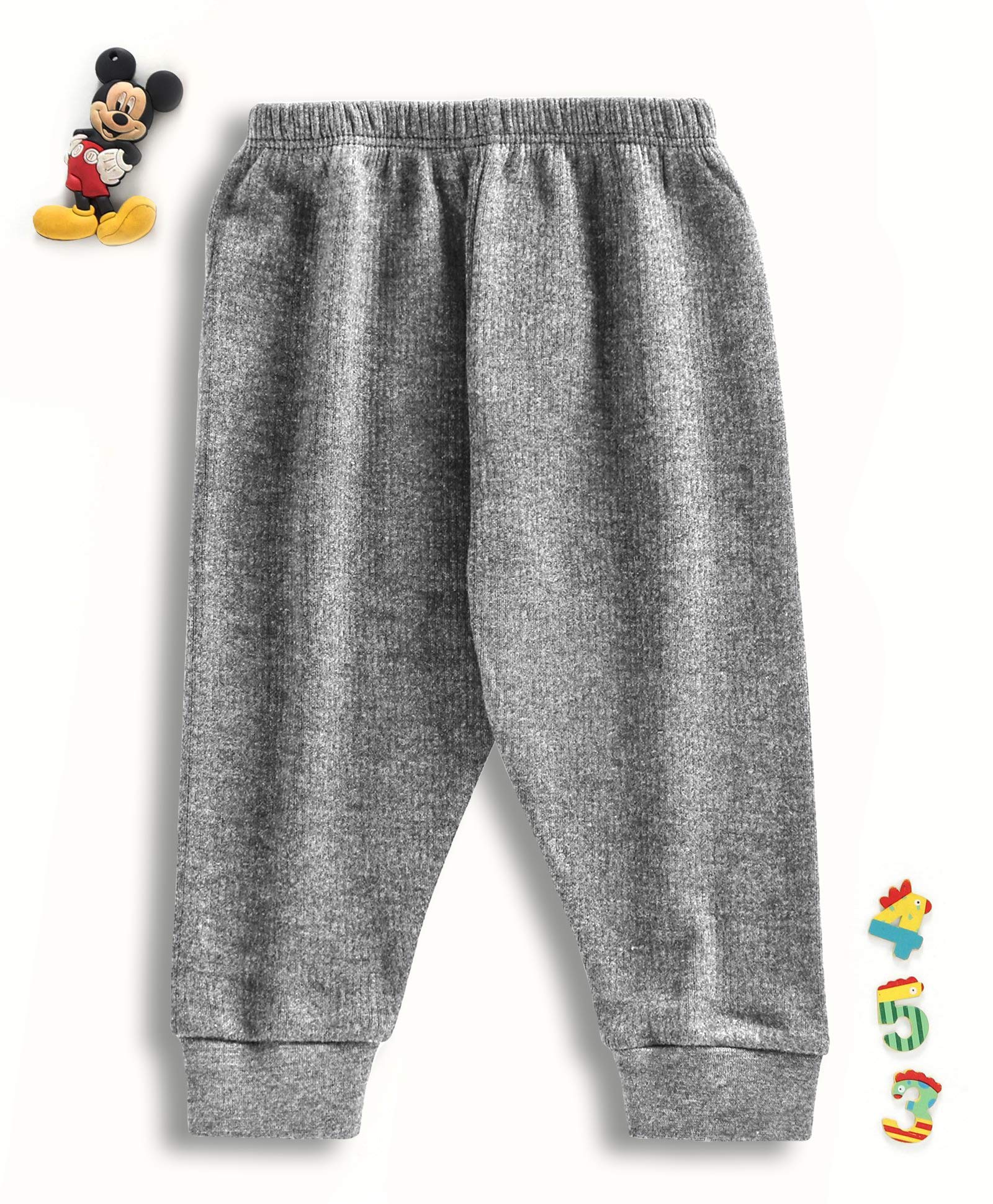 CUCUMBER Kids Winter Wear Thermal Pyjama | Lower Body Warmer Bottoms for Boys & Girls | Soft Innerwear for Cold Weather | Elastic Waistband_Maroon Grey Navy 0-3 Month Pack of 3 3