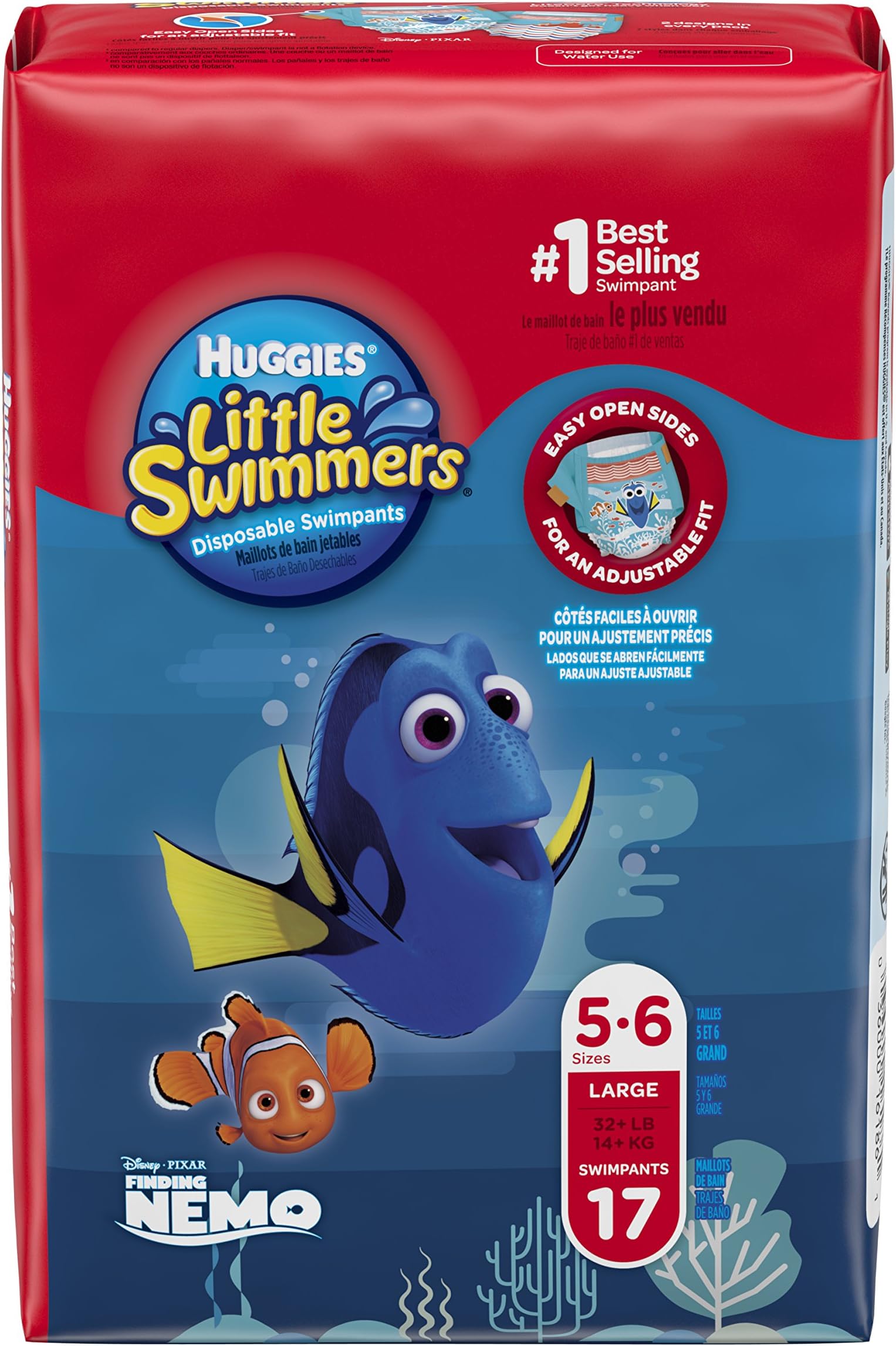 Little Swimmers Disposable Swim Diapers, Swimpants, Size 5-6 Large (over 32 lb.), 17Ct. (pack of 6) (Packaging May Vary)
