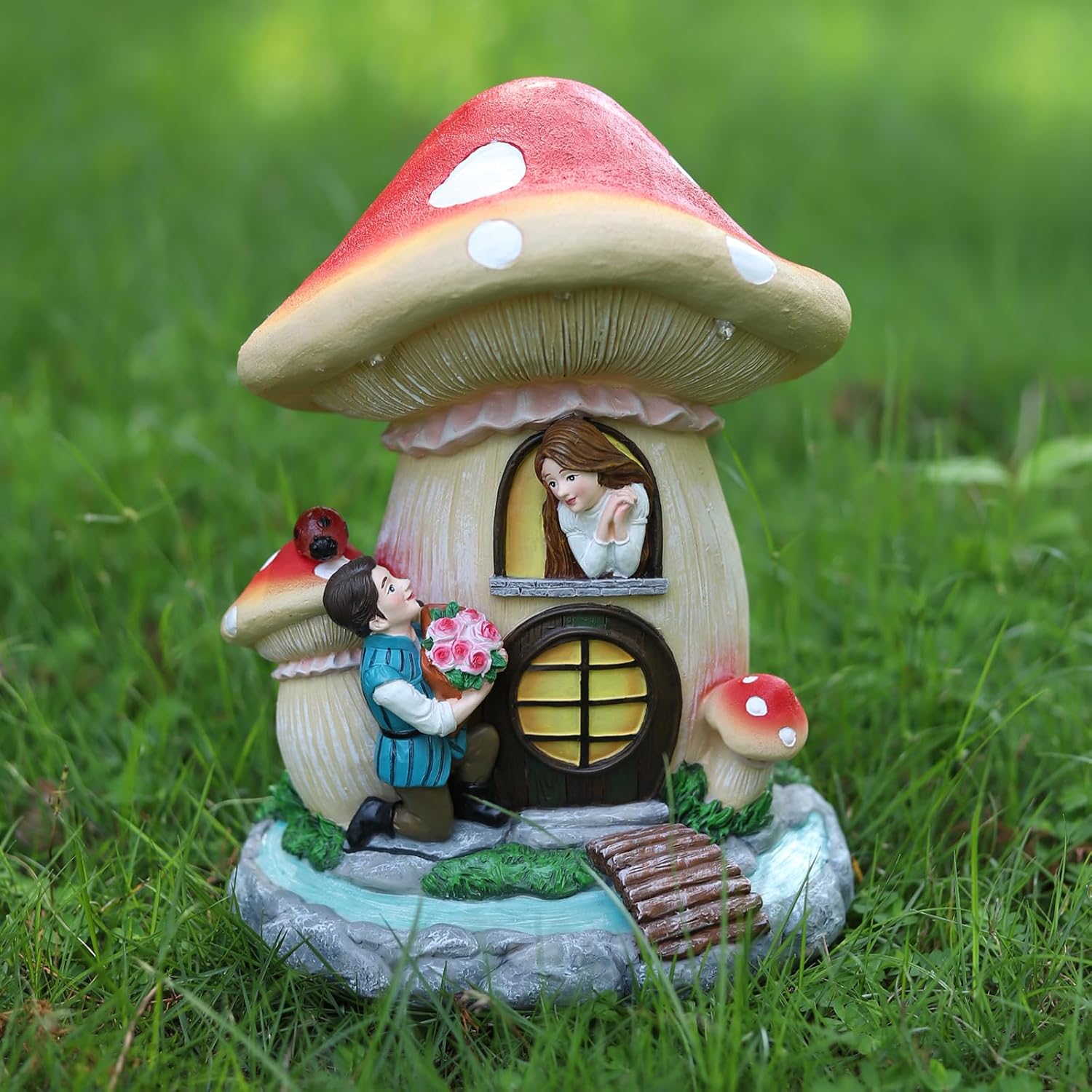 Solar Garden Outdoor Statues Princess and Prince with 4 LED Solar Figurine for Lawn,Patio,Balcony,Yard Decor Unique Housewarming Gift, for Gril,Mom,Grandma,Father,Woman - Image 4