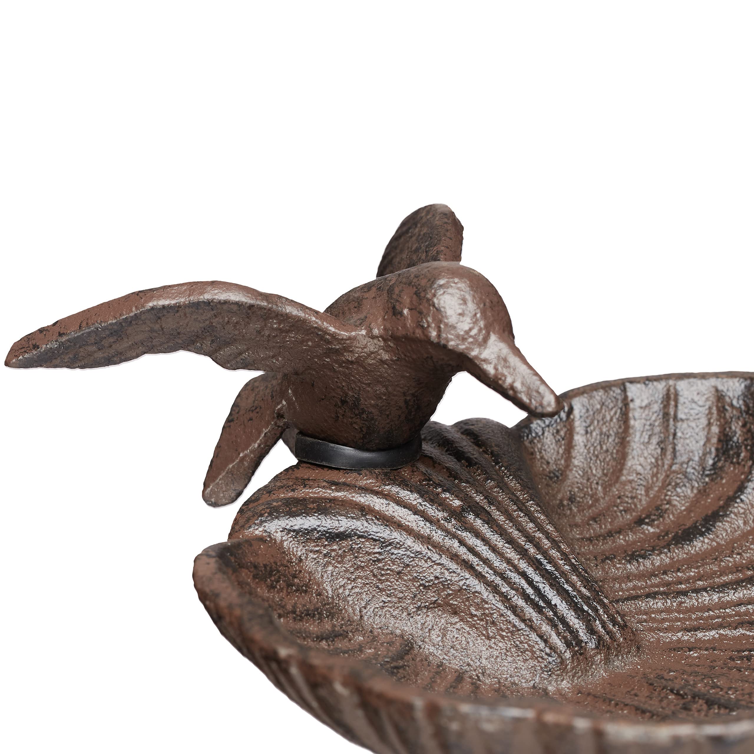 Relaxdays Abreuvoir à Oiseaux sur Pied, en Fonte, 100 cm, résistant Gel et Pluie, Style Classique et Baroque, Brun